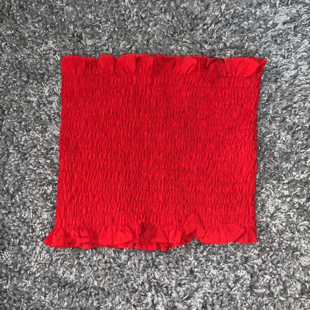 SHEIN Red Ruffled Ruched Crop Top M - Picture 1 of 2
